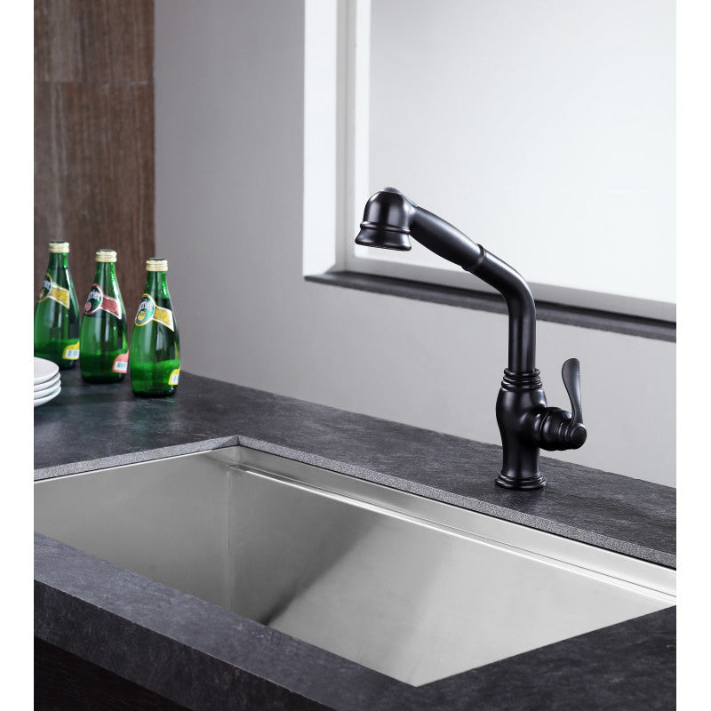 ANZZI Del Moro Single-Handle Pull-Out Sprayer Kitchen Faucet KF-AZ203BN