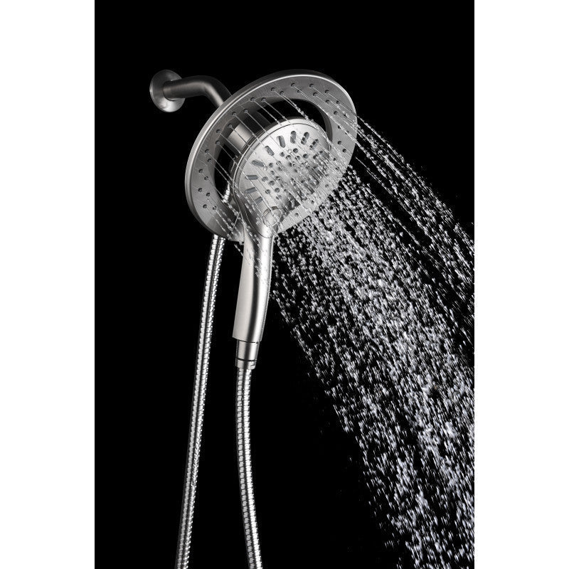 Valkyrie Retro-Fit 3-Spray Patterns with 7.48 in. Wall Mounted Dual Shower Heads with Magnetic Divert in Brushed Nickel SH-AZ067BN