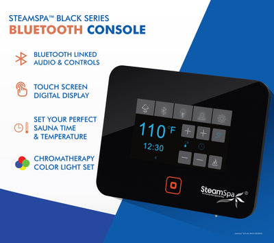 Black Series WiFi and Bluetooth 9kW QuickStart Steam Bath Generator Package with Dual Aroma Pump in Matte Black BKT900MK-ADP