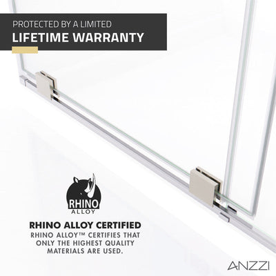 ANZZI Longboat Series 60 in. x 76 in. Semi-Frameless Shower Door with TSUNAMI GUARD SD-AZ055-01BN