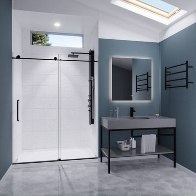 ANZZI Madam Series 60 in. by 76 in. Frameless Sliding Shower Door with Handle SD-AZ13-02MB