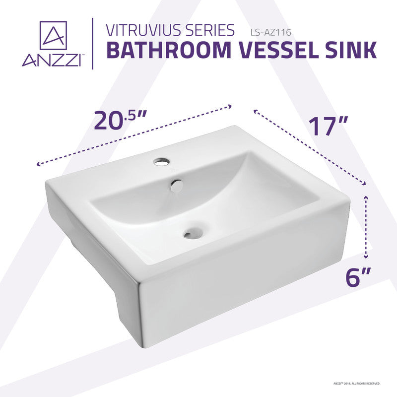 ANZZI Vitruvius Series Ceramic Vessel Sink in White LS-AZ116