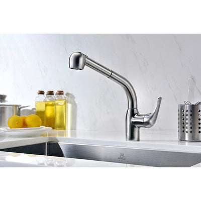 ANZZI Harbour Single-Handle Pull-Out Sprayer Kitchen Faucet in Brushed Nickel KF-AZ095