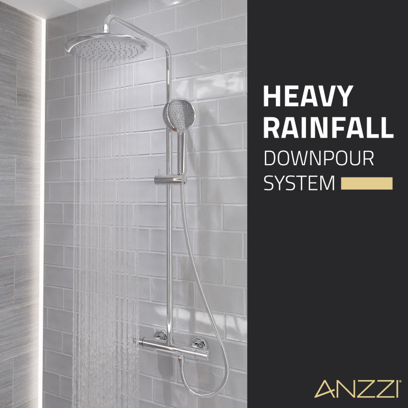 ANZZI Heavy Rainfall Stainless Steel Shower Bar with Hand Sprayer SH-AZ101MB