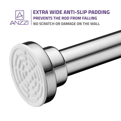 ANZZI 48-88 Inches Shower Curtain Rod with Shower Hooks AC-AZSR88CH