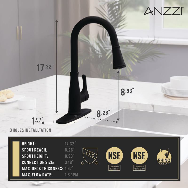 ANZZI Sifo Hands Free Touchless 1-Handle Pull-Down Sprayer Kitchen Faucet with Motion Sense and Fan Sprayer KF-AZ301SS