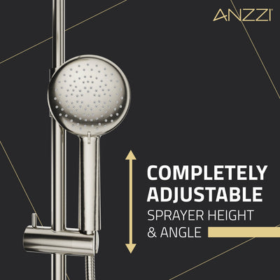 ANZZI Heavy Rainfall Stainless Steel Shower Bar with Hand Sprayer SH-AZ101MB