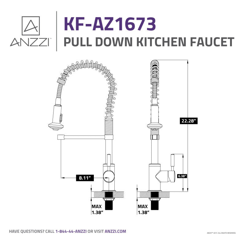 Eclipse Single Handle Pull-Down Sprayer Kitchen Faucet in Brushed Nickel KF-AZ1673BN