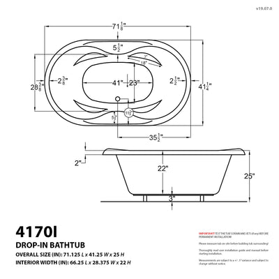 Atlantis Whirlpools Indulgence 41 x 70 Oval Air & Whirlpool Jetted Bathtub 4170IDL