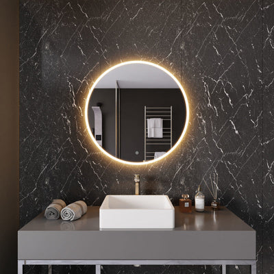 ANZZI 28 in. Diameter Round LED Front Lighting Bathroom Mirror with Defogger BA-LMDFX019AL