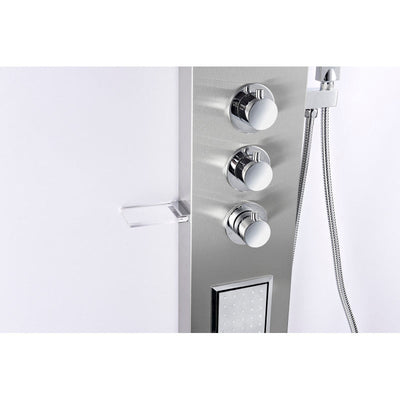 ANZZI Field 58 in. Full Body Shower Panel with Heavy Rain Shower and Spray Wand in Brushed Steel SP-AZ042