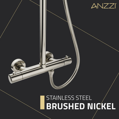 ANZZI Heavy Rainfall Stainless Steel Shower Bar with Hand Sprayer SH-AZ101MB