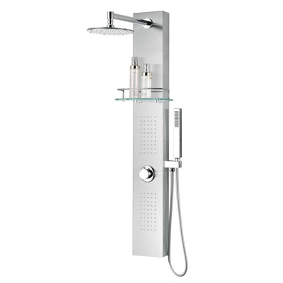 SP-AZ075 - ANZZI Coastal 44 in. Full Body Shower Panel with Heavy Rain Shower and Spray Wand in Brushed Steel