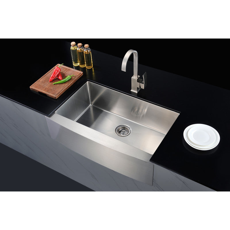 ANZZI Elysian Farmhouse Stainless Steel 36 in. Single Bowl Kitchen Sink in Brushed Satin K-AZ3620-1A