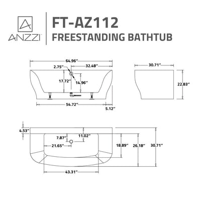 ANZZI Bank Series 5.41 ft. Freestanding Bathtub FT-AZ112