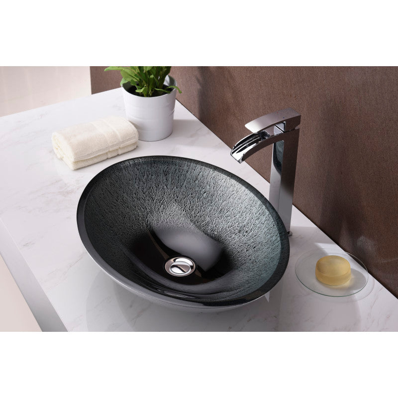 ANZZI Onyx Series Vessel Sink in Black LS-AZ035