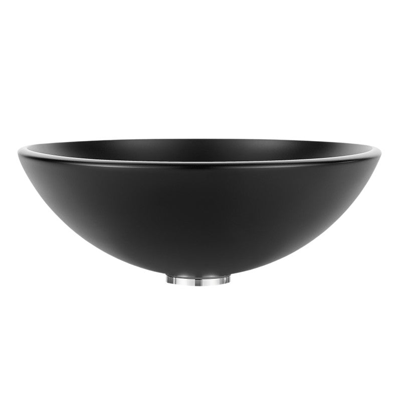 ANZZI Amalfi Round Glass Vessel Bathroom Sink with Matte Black Finish LS-AZ905MB