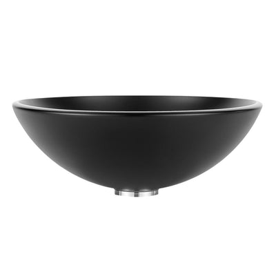 ANZZI Amalfi Round Glass Vessel Bathroom Sink with Matte Black Finish LS-AZ905MB