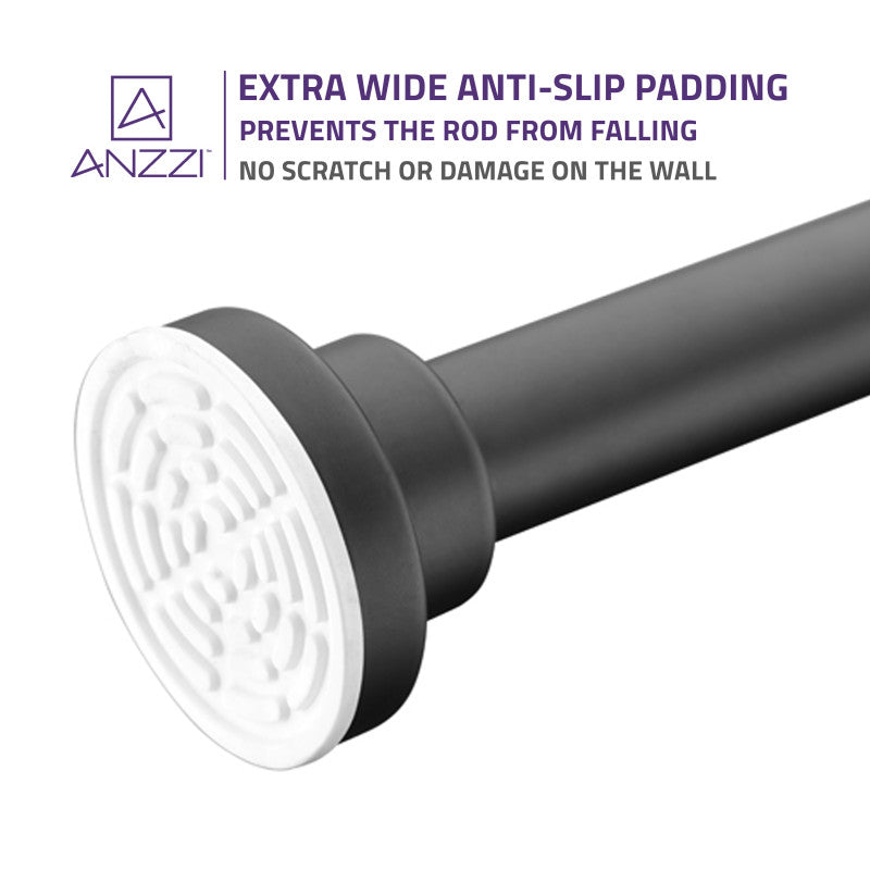 ANZZI 48-88 Inches Shower Curtain Rod with Shower Hooks AC-AZSR88CH