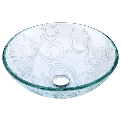 LS-AZ065 - ANZZI Vieno Series Vessel Sink with Pop-Up Drain in Crystal Clear Floral