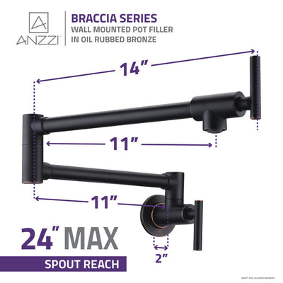 Braccia Series 24" Wall Mounted Pot Filler in Oil Rubbed Bronze KF-AZ258ORB