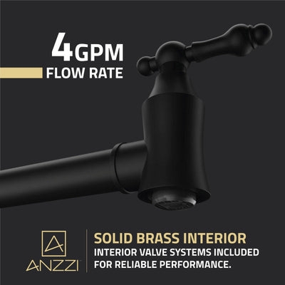 ANZZI Marca 360-Degree 24" Wall Mounted Pot Filler with Dual Swivel KF-AZ259MBBG