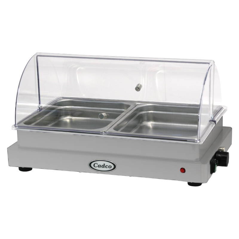 Cadco Heavy Duty Buffet Server, Medium Size w/ Rolltop Lid- Stainless WTBS-2N-HD