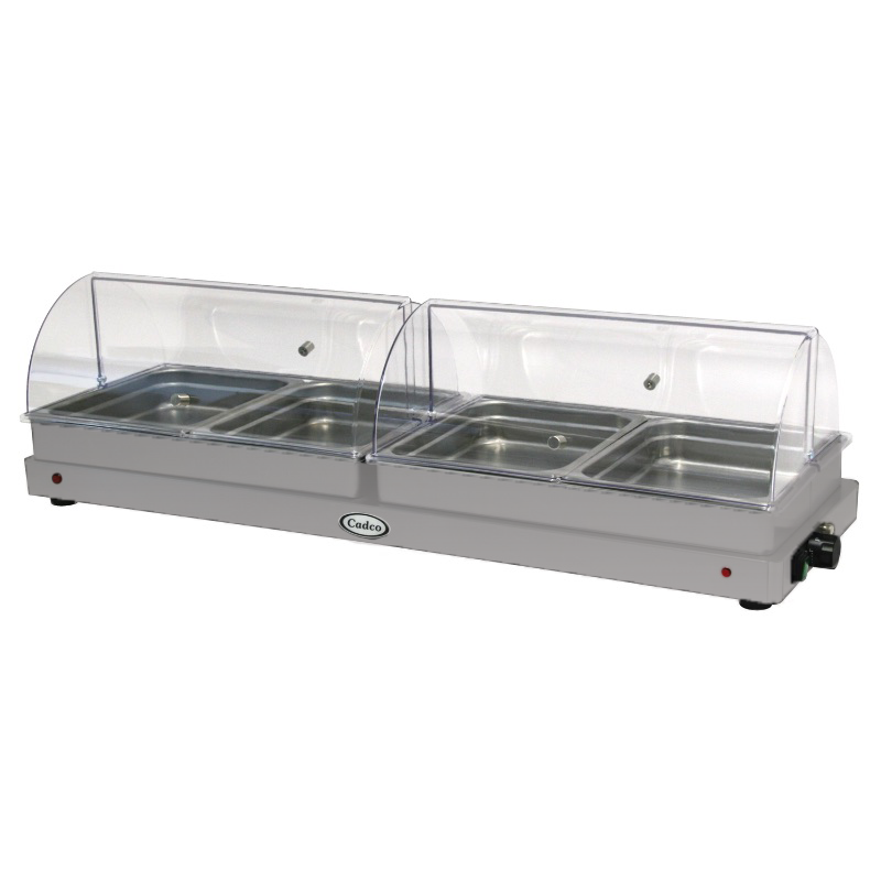 Cadco Heavy Duty Buffet Server, Large Size w/ Rolltop Lid- Stainless WTBS-4N-HD