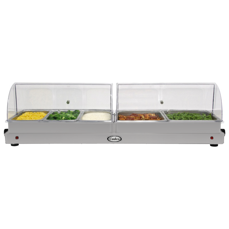 Cadco Heavy Duty  Buffet Server, Large Size w/ Rolltop Lid- Stainless WTBS-5N-HD