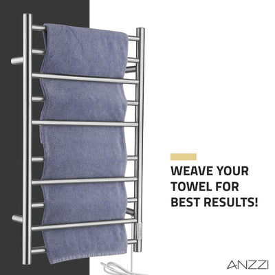 ANZZI Crete 10-Bar Stainless Steel Wall Mounted Towel Warmer Rack TW-WM104CH