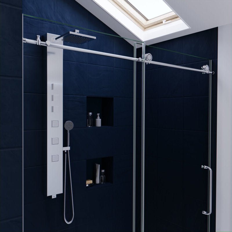 ANZZI Madam Series 60 in. by 76 in. Frameless Sliding Shower Door with Handle SD-AZ13-02MB