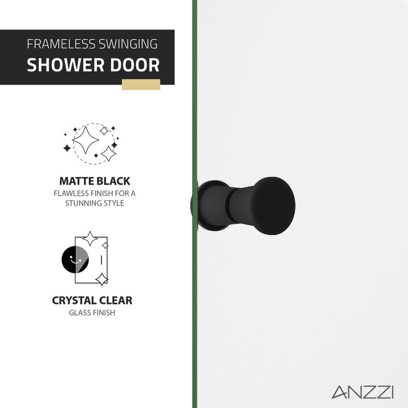 ANZZI Romance 72-in. x 33.5-in. Frameless Swinging Shower Door SD-AZ14-01MB