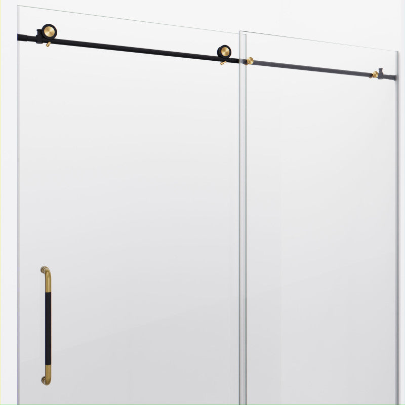 ANZZI Madam Series 60 in. by 76 in. Frameless Sliding Shower Door with Handle SD-AZ13-02MB