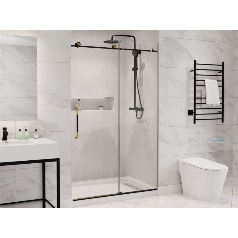 ANZZI Madam Series 48 in. by 76 in. Frameless Sliding Shower Door with Handle SD-AZ13-01MB