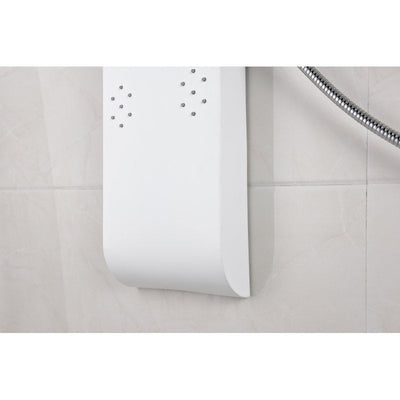 ANZZI Swan 64 in. 6-Jetted Full Body Shower Panel with Heavy Rain Shower and Spray Wand in White SP-AZ033