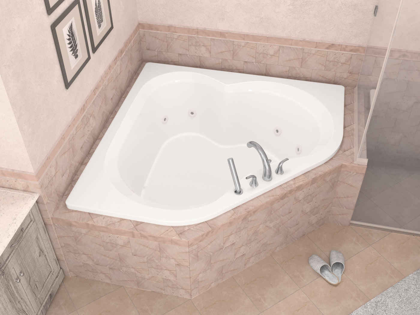 Atlantis Whirlpools Cascade 60 x 60 Corner Whirlpool Jetted Bathtub 6060CWL