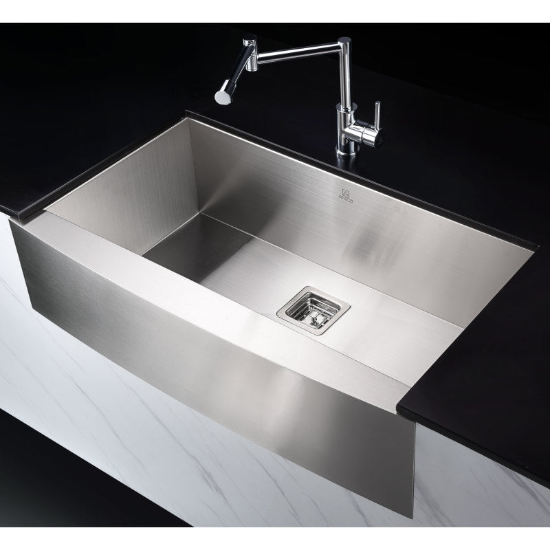 ANZZI Elysian Farmhouse Stainless Steel 36 in. Single Bowl Kitchen Sink in Brushed Satin K-AZ3620-1AS