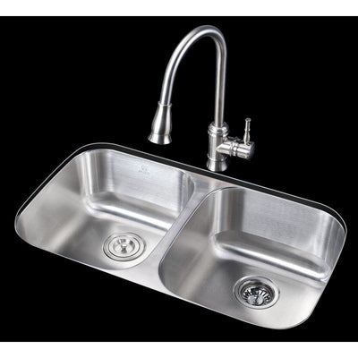 ANZZI Moore Undermount Stainless Steel 32 in. 0-Hole 50/50 Double Bowl Kitchen Sink in Brushed Satin K-AZ3218-2B