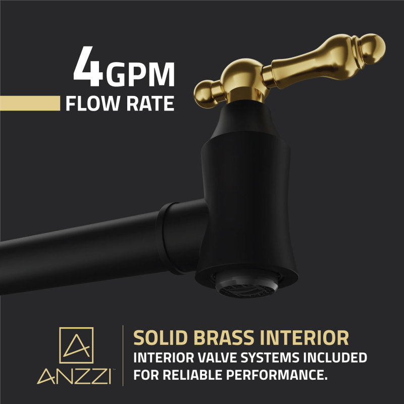 ANZZI Marca 360-Degree 24" Wall Mounted Pot Filler with Dual Swivel KF-AZ259MBBG