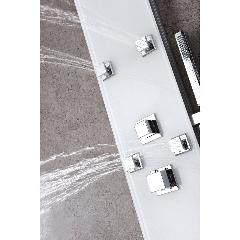 ANZZI Rhaus 60 in. 6-Jetted Full Body Shower Panel with Heavy Rain Shower and Spray Wand in White SP-AZ029