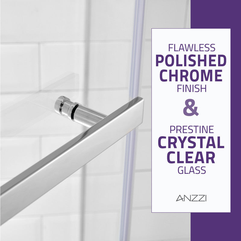 ANZZI Castle Series 49 in. x 72 in. Semi-Frameless Shower Door with TSUNAMI GUARD SD-AZ056-01BN