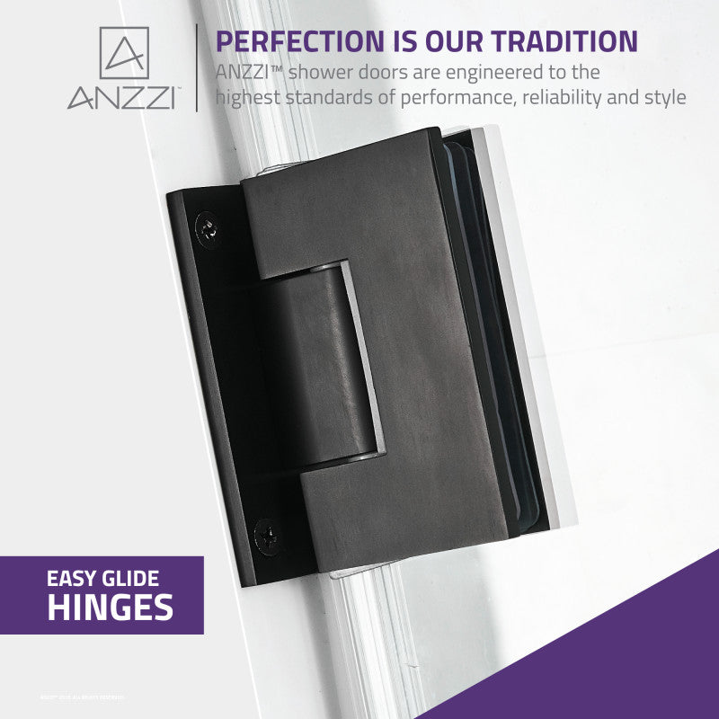 ANZZI Fellow Series 30 in. by 72 in. Frameless Hinged Shower Door with Handle SD-AZ09-02CH