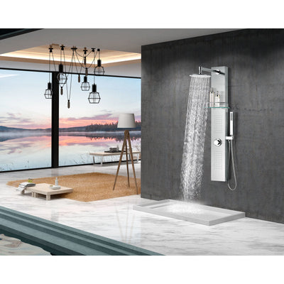 ANZZI Coastal 44 in. Full Body Shower Panel with Heavy Rain Shower and Spray Wand in Brushed Steel SP-AZ075