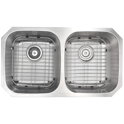 ANZZI Moore Undermount Stainless Steel 32 in. 0-Hole 50/50 Double Bowl Kitchen Sink in Brushed Satin K-AZ3218-2B