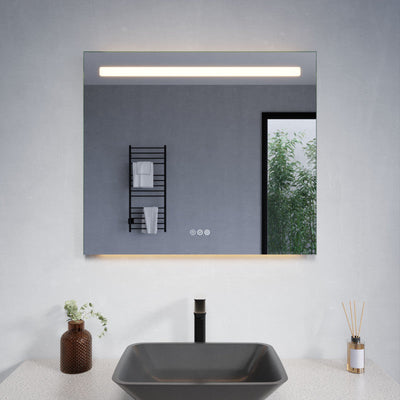 ANZZI 28-in. x 32-in. LED Front/Top/Bottom Light Bathroom Mirror with Defogger BA-LMDFX011AL