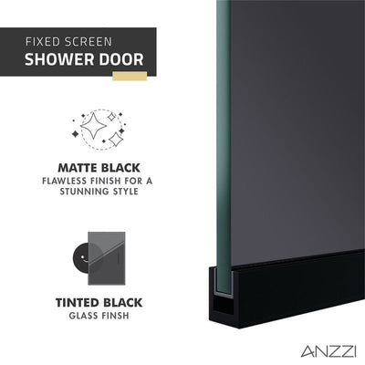 ANZZI Veil Series 74 in. by 34 in. Framed Glass Shower Screen SD-AZFL06001MB