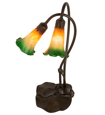 Meyda  16" High Amber/Green Pond Lily 2 LT Accent Lamp '12939