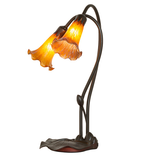 Meyda 16" High Amber Tiffany Pond Lily 2 LT Accent Lamp '12980