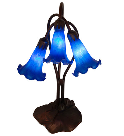 Meyda 16" High Blue Tiffany Pond Lily 3 LT Accent Lamp '13746