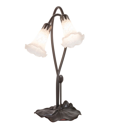 Meyda 16" High White Pond Lily 2 Light Accent Lamp '14654
